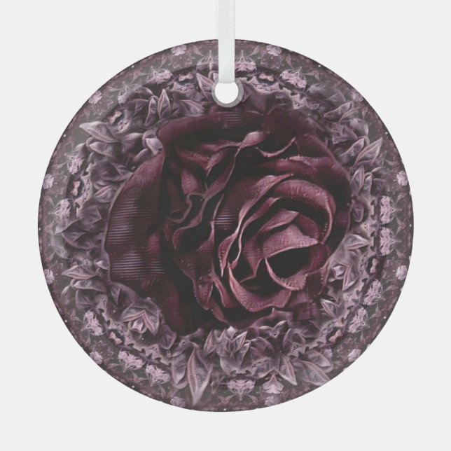 Ornement En Verre Rose Mandala (Recto)