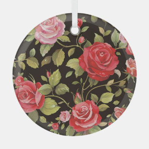 Ornement En Verre Roses roses roses : motif floral élégant.