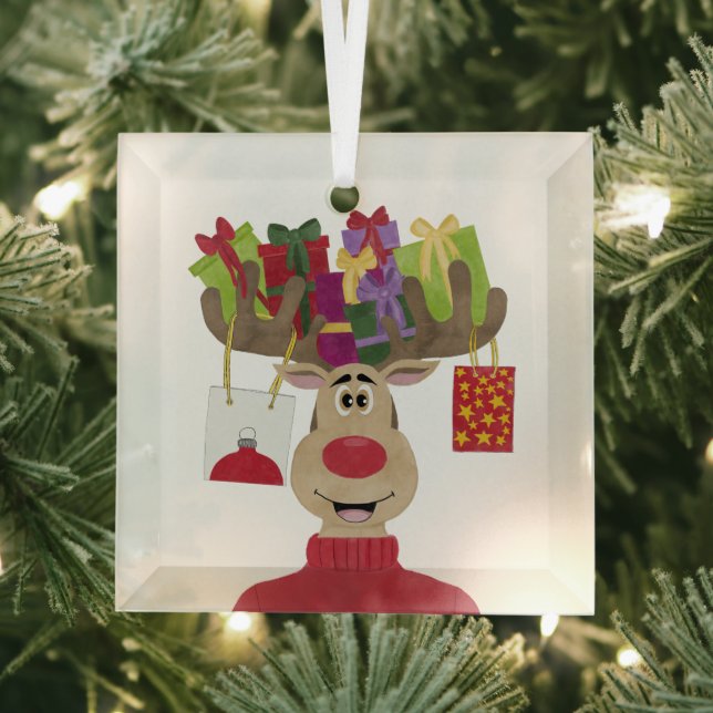Ornement En Verre Rudolph Cadeaux de Noël Reindeer (Insitu)