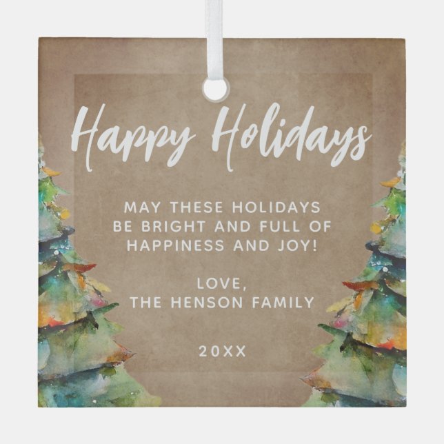 Ornement En Verre Russe Aquarelle Noël Arbre de Noël Famille Vacance (Recto)