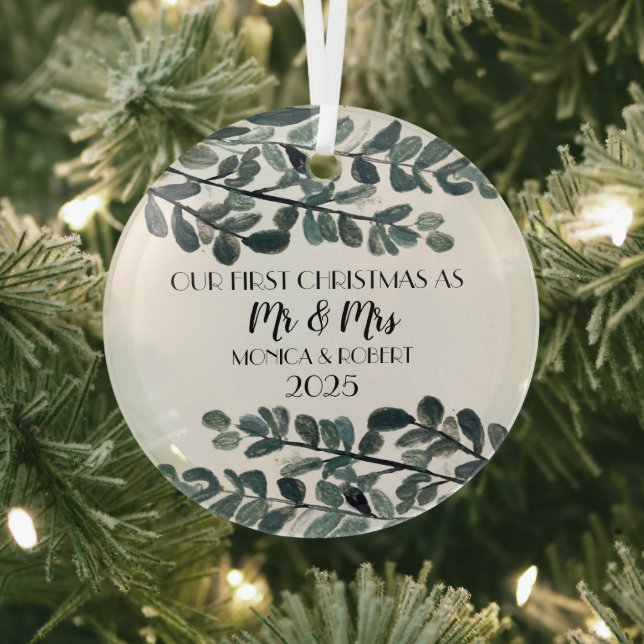 Ornement En Verre Russe Eucalyptus Keepsaké premier Noël (Insitu)