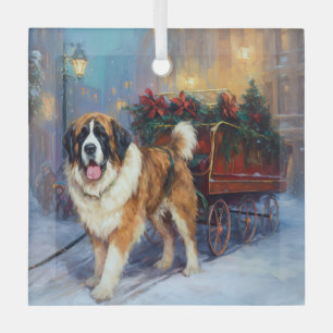 Ornement En Verre Saint Bernard Christmas Festive