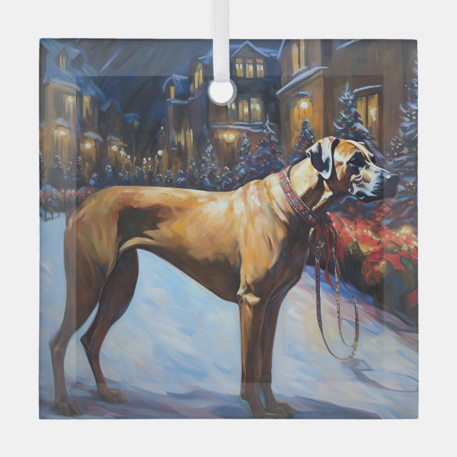 Ornement En Verre Saison de Noël de Rhodesian Ridgeback (Recto)