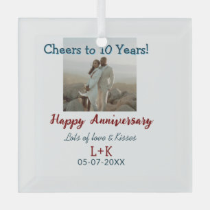 Ornement En Verre Salutations à 10 ans heureux anniversaire ajouter 