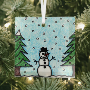 Ornement En Verre Salutations Snowman