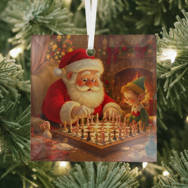 Ornement En Verre  Santa's Strategy Session (Insitu)