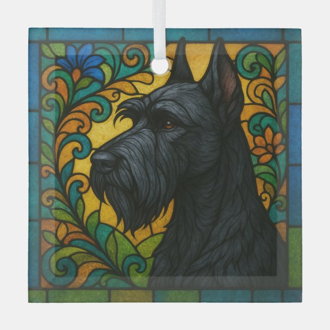 Ornement En Verre Schnauzer géant "Verre Tiré" (Recto)