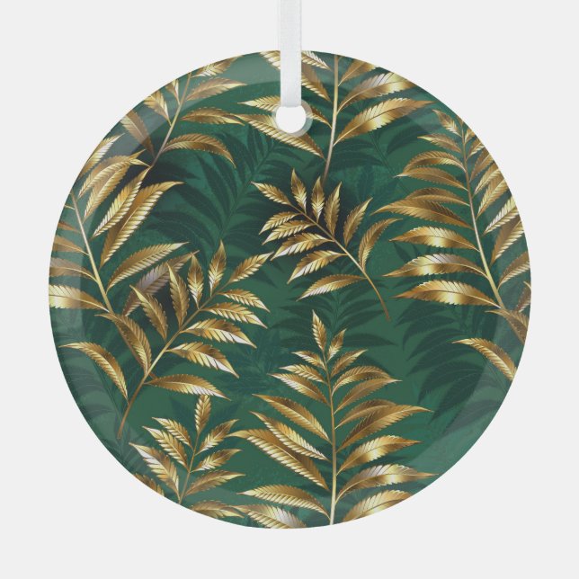 Ornement En Verre Seamless pattern with golden ferns (Recto)