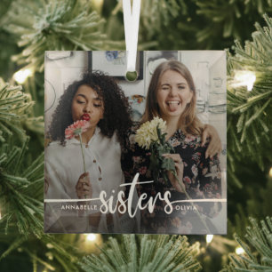 Ornement En Verre Sisters Script Modern Photo  
