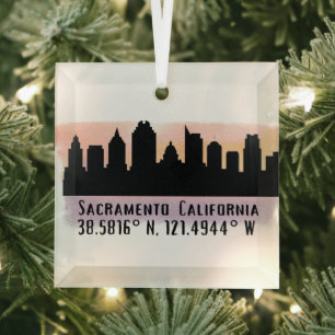 Ornement en verre Skyline de Sacramento CA City