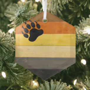 Ornement En Verre SlipperyJoe's Bear Pride drapeau de la texture du