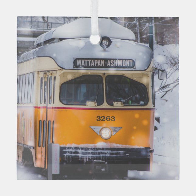 Ornement en verre Snowy Trolley Ride (Recto)