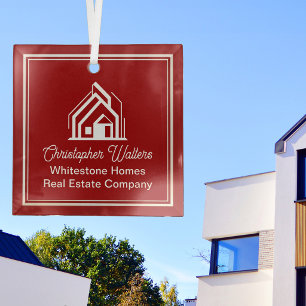 Ornement En Verre Société immobilière chic rouge Realtor personnalis