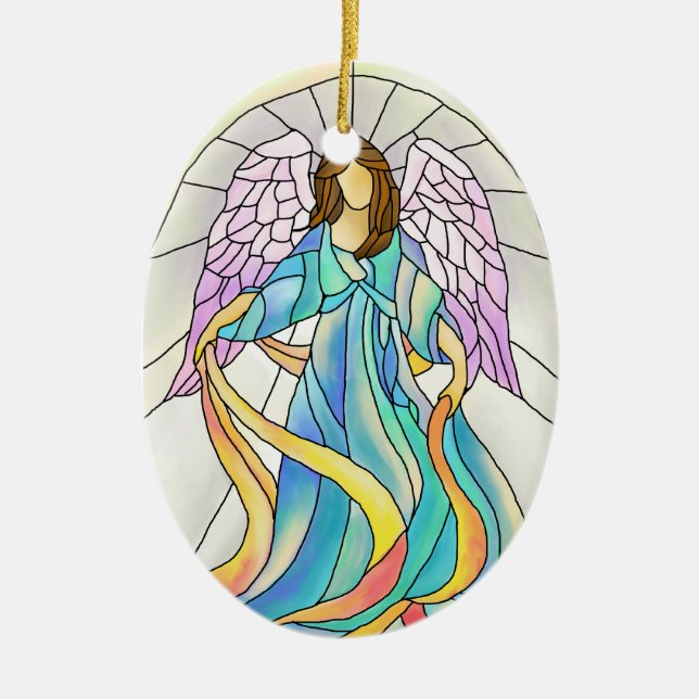 Ornement en verre souillé d'ange (Devant)