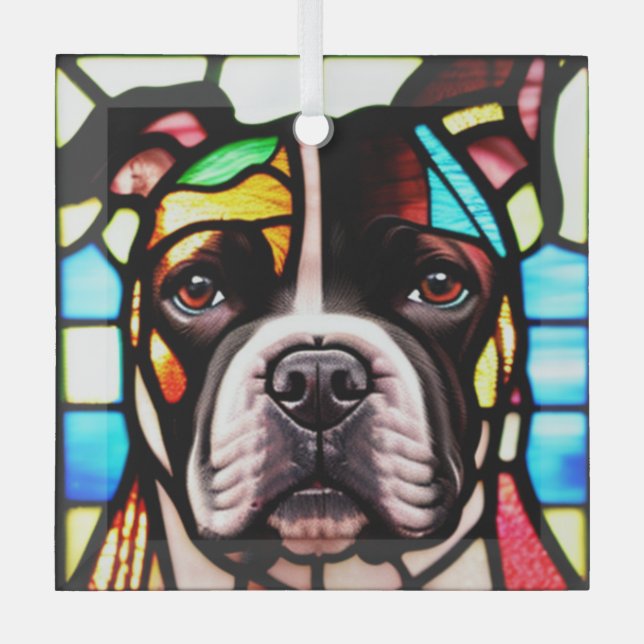Ornement En Verre Staffordshire Bull Terrier "Verre Tiré" (Recto)