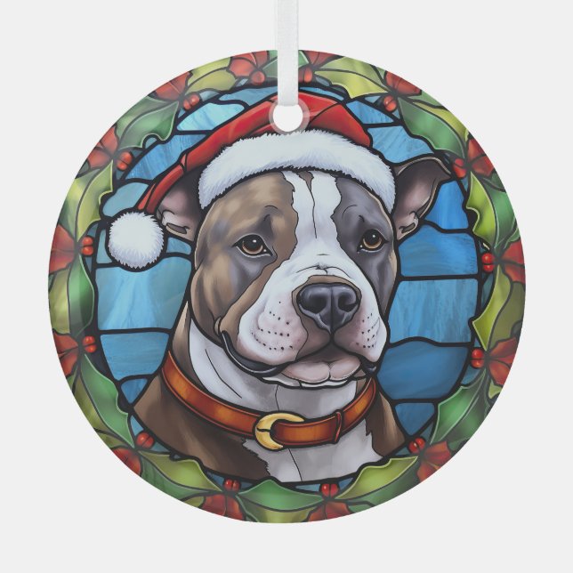 Ornement En Verre Staffordshire Bull Terrier Vitrail Noël (Recto)
