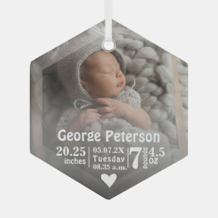 Ornement En Verre Statistiques de naissance du bébé Enregistrement