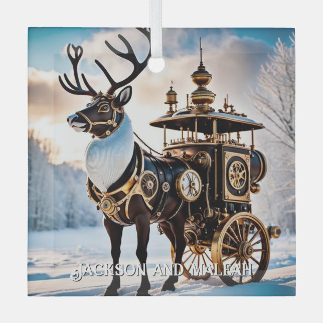 Ornement En Verre Steampunk Reindeer (Recto)