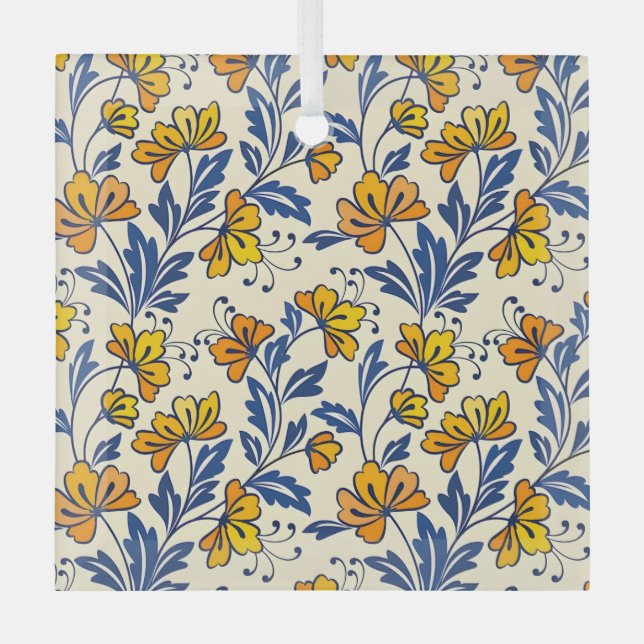 Ornement En Verre Stunning Seamless Pattern of Flowers and Leaves (Recto)