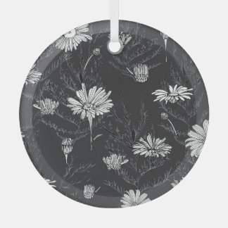 Ornement En Verre Stylo noir Chamomile : Croquis floral.