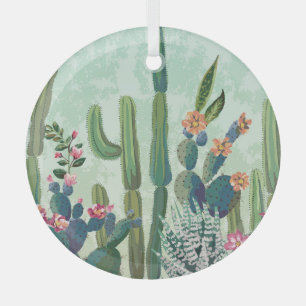 Ornement En Verre Succulents mignons : Motif de cactus Vintage