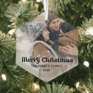 Ornement En Verre Superposition soignée Texte vintage Joyeux Noël