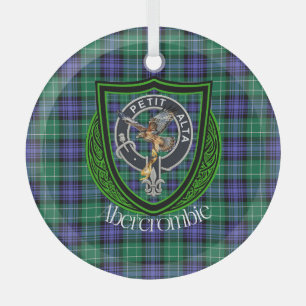Ornement En Verre Tartan et blason du clan écossais Abercrombie