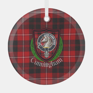Ornement En Verre Tartan et blason du clan écossais Cunningham