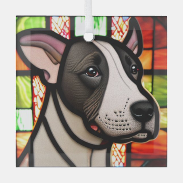 Ornement En Verre Taureau miniature Terrier "Verre tendu" (Recto)