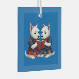 Ornement En Verre Teckels West Highland Terriers Soirée Burns Lectur
