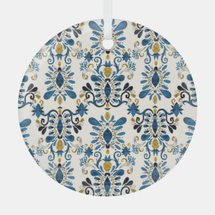 Ornement En Verre teinture à cravate Ikat, aquarelle tribale