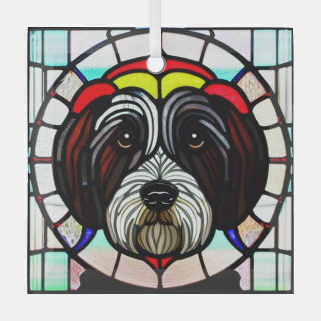 Ornement En Verre Terrier tibétain "Verre tendu" (Recto)