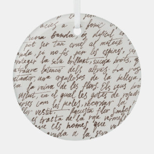 Ornement En Verre Texte du manuscrit d'encre Brown rétro