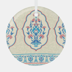 Ornement En Verre Tissu floral ethnique : Élégance transparente