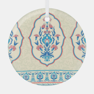 Ornement En Verre Tissu floral ethnique : Élégance transparente