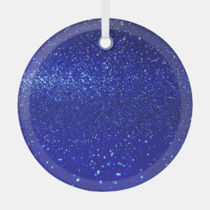 Ornement En Verre Toile de Parties scintillant bleu chatoyant