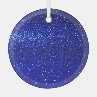 Ornement En Verre Toile de Parties scintillant bleu chatoyant