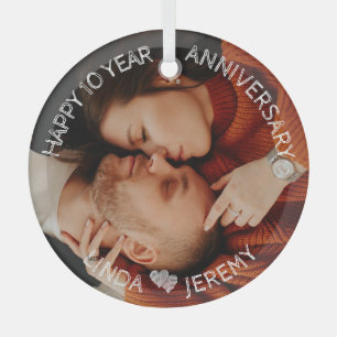 Ornement En Verre TOUTE ANNÉE Joyeux Anniversaire Personnalisé Pho