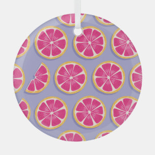 Ornement En Verre Tranches de pamplemousse, motif violet vif.