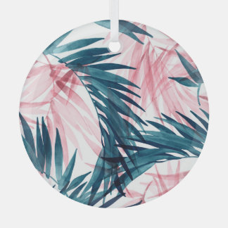 Ornement En Verre Transparent Tropical : Aquarelle Florale Abstraite