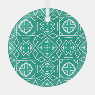 Ornement En Verre Tribal d'Afrique Motif Ikat