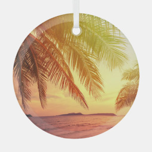 Ornement En Verre Tropical Beach Paradise : Paysage serein.