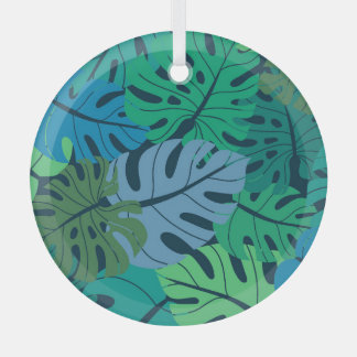 Ornement En Verre Tropical Jungle Palm Motif sans couture
