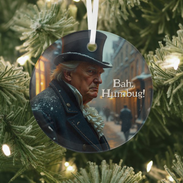 Ornement En Verre Trump Bah Humbug (Insitu)