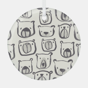 Ornement En Verre Un mignon ours, un motif sans couture dessiné à la