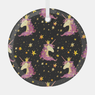 Ornement En Verre Unicorn Princess : Aquarelle Fairy Tale