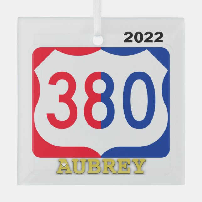 Ornement En Verre US 380 Hwy - Aubrey, Ornament (Recto)