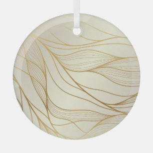 Ornement En Verre Vagues dorées de luxe : Design Vintage de qualité