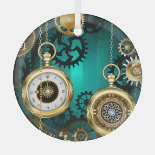 Ornement En Verre Veille bijoux Steampunk sur un Arrière - plan vert