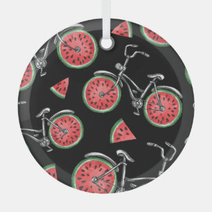 Ornement En Verre Vélos à roue de pastèque, motif d'été.